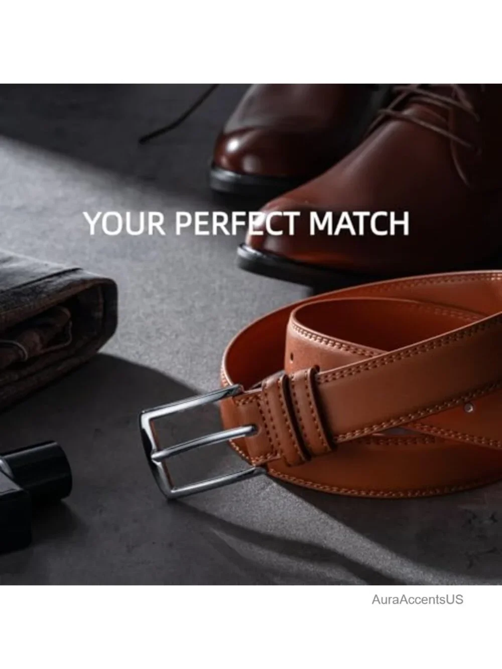 Men's Leather Dress Belt Classic Work Business Casual